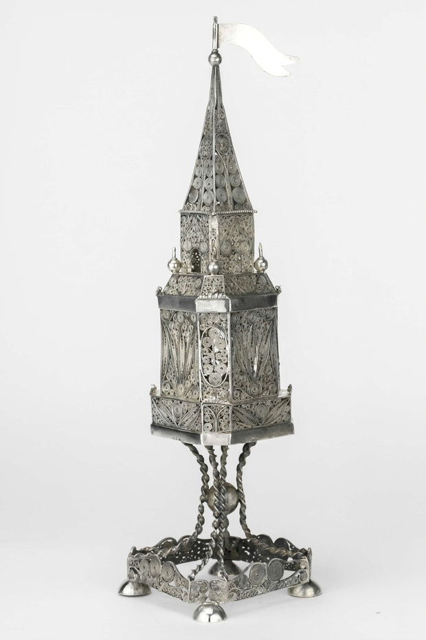 19th Century Austrian Silver Spice Tower - Menorah Galleries
