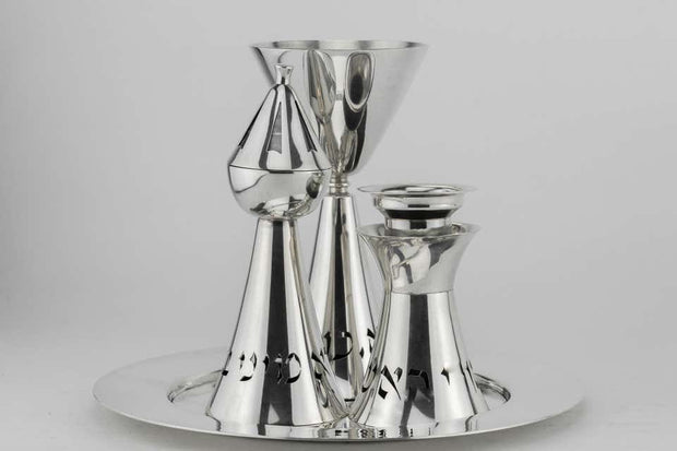 Mid-20th Century Modern Israeli Silver Havdalah Set by Ludwig Yehuda Wolpert - Menorah Galleries