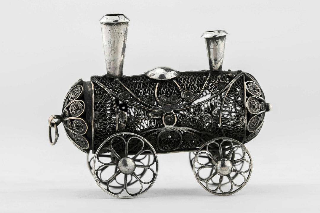 ancient fish spice box judaism Silver Spice Box Locomotive Form, Ukraine, Circa 1850 – Menorah Galleries