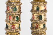 Pair of wooden Torah finials, Libya, 19th century. - Menorah Galleries