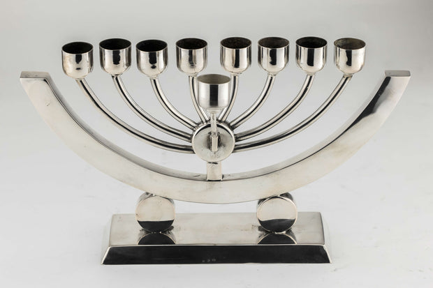 Early 20th Century Polish Art Deco Silver Hanukkah Lamp Menorah - Menorah Galleries