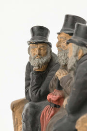 Late 19th Century Bohemian Terracotta Figure Group of Three Jews - Menorah Galleries
