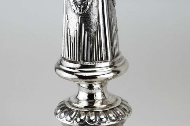 Late 19th Century Pair of Polish Silver Shabbat Candlesticks by Isaac Szekman