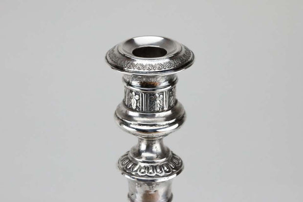 Late 19th Century Pair of Polish Silver Shabbat Candlesticks by Isaac Szekman