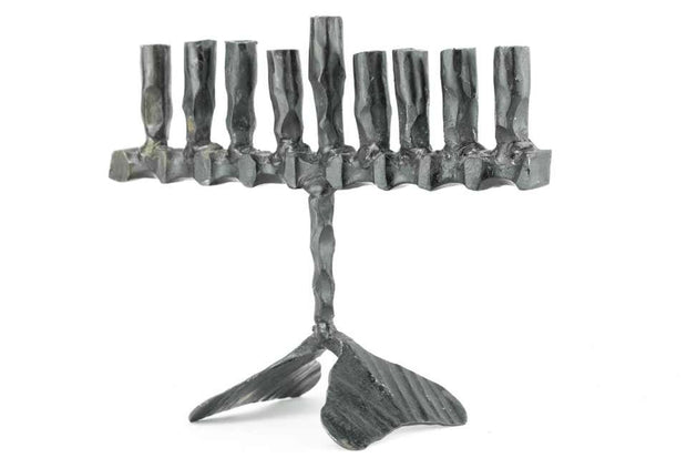 Mid-20th Century Brutalist Iron Hanukkah Lamp Menorah by David Palombo - Menorah Galleries