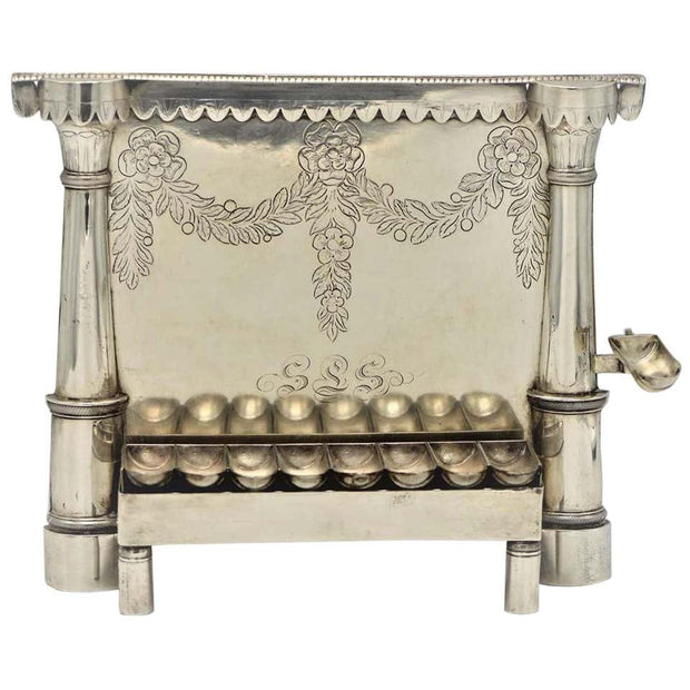 Early 19th Century German Silver Hanukkah Lamp Menorah - Menorah Galleries