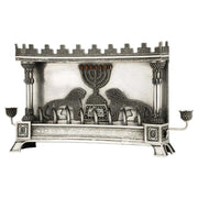Early 20th Century Silver Hanukkah Lamp Menorah by Bezalel School Jerusalem - Menorah Galleries