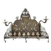19th Century Polish Silver and Silver Filigree Hanukkah Lamp Menorah - Menorah Galleries