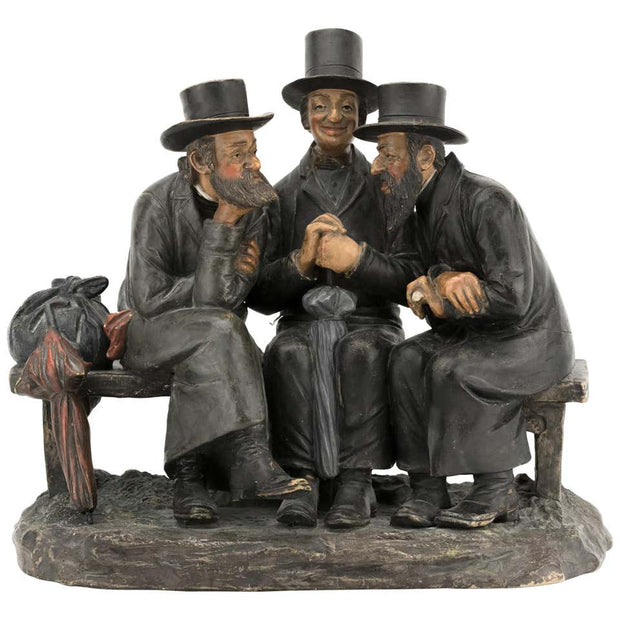 Early 20th Century Bohemian Terracotta Figure Group of Three Jews - Menorah Galleries