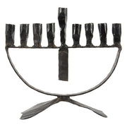 Mid-20th Century Brutalist Iron Hanukkah Lamp Menorah by David Palombo - Menorah Galleries