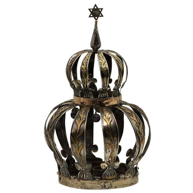 Early 20th Century Argentinian Silver and Gold Torah Crown - Menorah Galleries