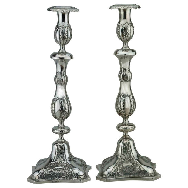 Early 19th Century Polish Silver Shabbat Candlesticks
