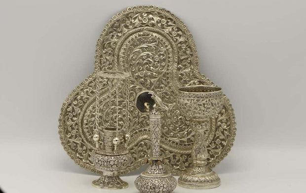 Late 19th Century Anglo-Indian Silver Havdalah Set - Menorah Galleries