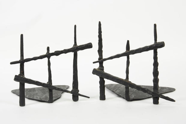 Mid-20th Century Pair of Brutalist Iron Bookends by David Palombo