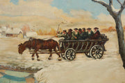 Chassidim in the Winter Landscape, Oil Painting by Kraus Walter - Menorah Galleries