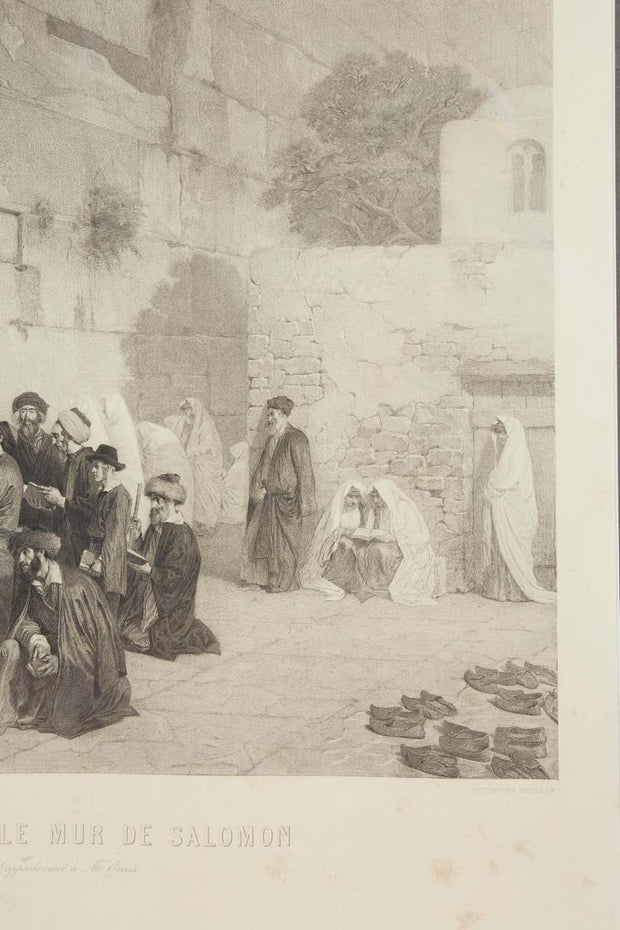 Les Juifs Devant le mur de Salomon, Jews at the Western Wall, Engraving, c. 1880 - Menorah Galleries