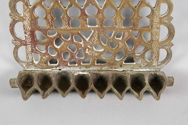 Early 20th Century Moroccan Brass Hanukkah Lamp Menorah - Menorah Galleries