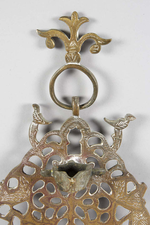 Early 20th Century Moroccan Brass Hanukkah Lamp Menorah - Menorah Galleries