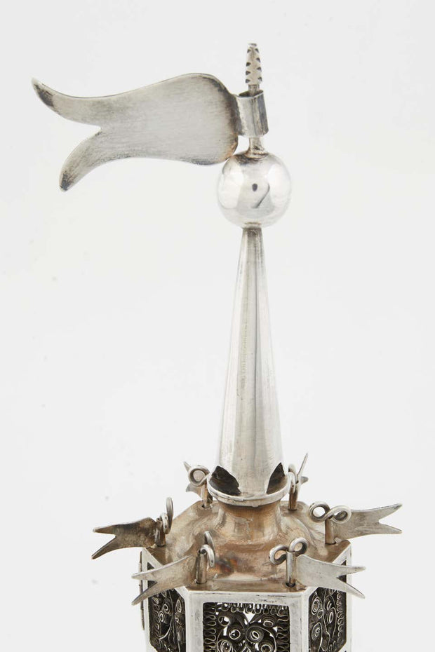 Early 20th Century English Silver Spice Tower by Jacob Fenigstein - Menorah Galleries
