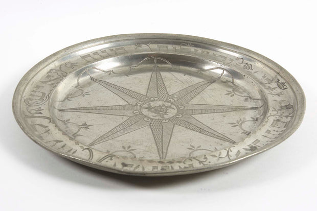 18th Century German Pewter Purim Plate - Menorah Galleries