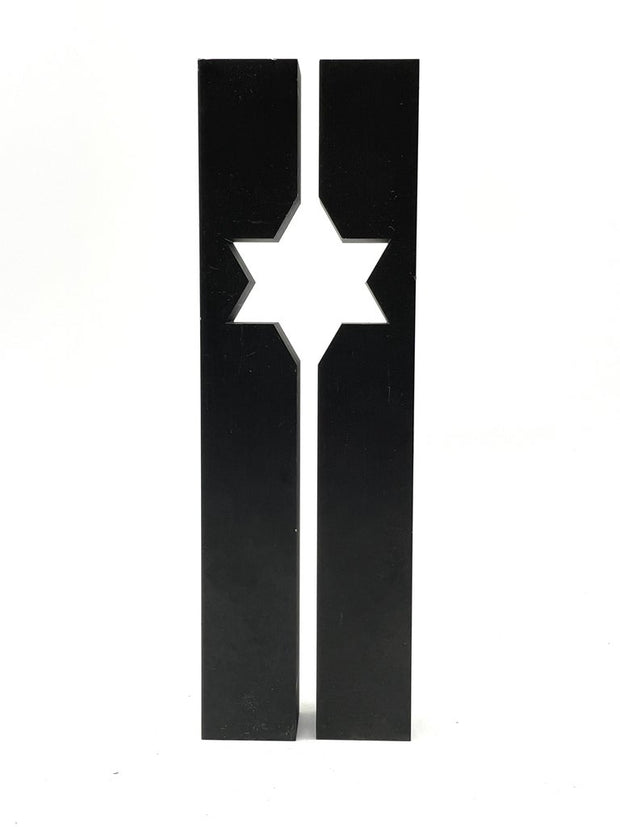 Late 20th Century Pair of Machined Metal Candlesticks by Zelig Segal