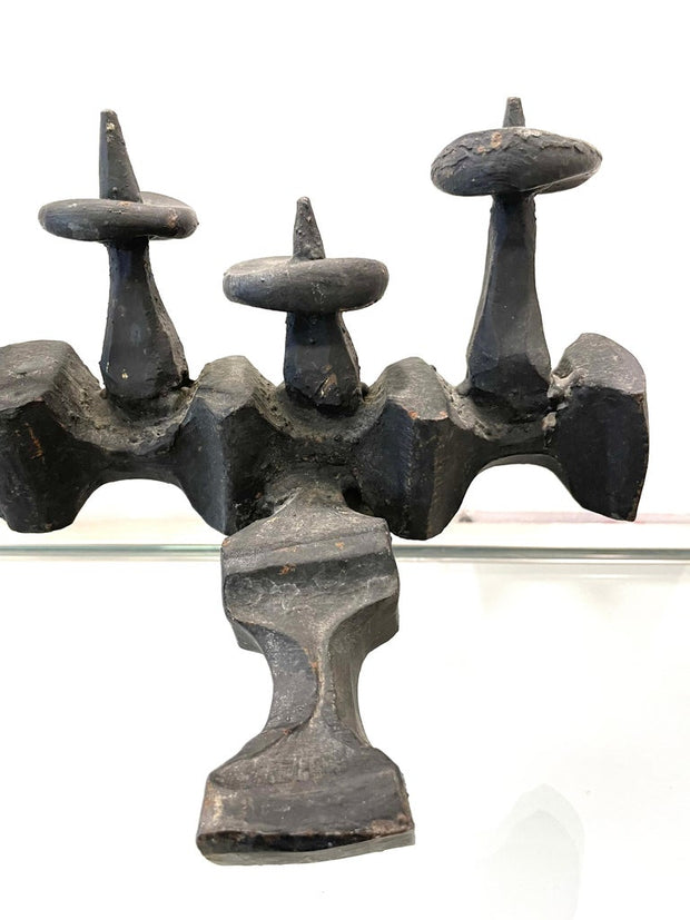 Mid-20th Century Israeli Brutalist Iron Hanukkah Lamp by David Palombo