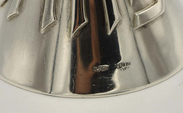 Mid-20th Century Modernist Silver Shabbat Candlesticks by Ludwig Wolpert - Menorah Galleries