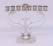 Mid-20th Century Israeli Silver Arts & Crafts Hanukkah Lamp Menorah