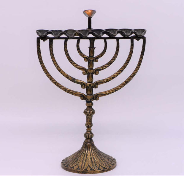 Mid-18th Century Italian Bronze Hanukkah Lamp Menorah