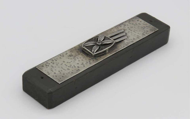 Mid-20th Century Israeli Silver and Wood Mezuzah Case