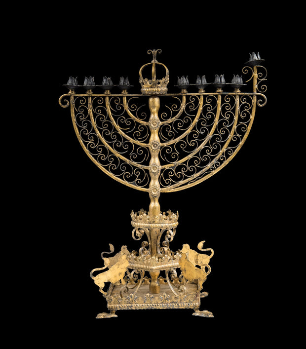 An Important American Synagogue Chanukah Lamp, New England, Circa 1880 - Menorah Galleries