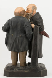 Early 20th Century Bohemian Terracotta Figure Group of Two Jews - Menorah Galleries