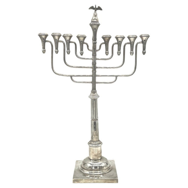Early 20th Century Monumental Polish Silver Hanukkah Lamp